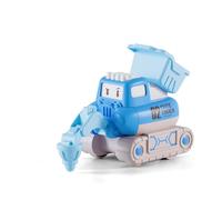 Lokorus Press Inertia Power Toy Cars for Kids Aged 3 and Above,Push and Go Engineering Vehicle Toy, for Boys Girls (Blue pile driver)