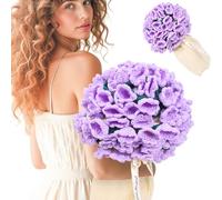 LOKOZ Crochet Flowers Bouquet Blanket - Birthday Gifts for Women Mom Sister Wife, Purple Flower Blanket Bouquet Romantic for Birthday Wedding Home Decor 63 Inches