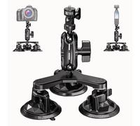 LOKTENWO Adjustable Triple Suction Cup Car Mount with 1" Ball Tripod Adapter Features a 1/4"-20 Thread Interface Compatible with DJI OSMO/Insta360 Cameras, Secure Action Camera Car Mount for GoPro