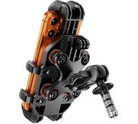 LOKTENWO Anti-Theft Motorcycle Fork Stem Phone Mount Holder with Vibration Dampener, with Aluminum Arm & Metal Fork Stem Mounting Base, Fit Stem Tubes 12mm-25.4mm in Diameter, for 5.4-6.9" Cellphone