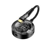 LOKUKA USB C to 3.5mm Headphone and Charger Adapter, 2-in-1 Hub USB Type C to TRRS 3.5mm AUX/Mic and PD 3.0 60W Fast Charging Splitter, Top Series Visualized Hi-Res DAC Chip Docking Station - Black