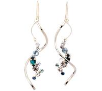 LOKUMI Preciosa Crystal Swing Hook Earrings | Hypoallergenic & Nickel-Free | 24K Gold, Pink Gold, and Silver Plating | Available in 10 Colors tp-81, Longer design, Brass Glass, No Gemstone