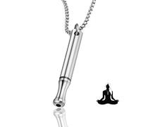 lokxmve Anxiety Breathing Necklace with Resistance Stainless Steel Anxiety Relief Necklaces Portable Whistle Necklace Stress Relief Gift for Men Women AnxietyRelief Meditation Relaxation(Silver)