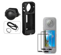 LOKYOYO Accessories Kit for Insta360 X4, Ultimate Protection Bundle with Silicone Camera Protective Case Cover, Lens Protector Guard Cap, 2Pcs Tempered Glass Screen Protector Film Set for Insta360 X4