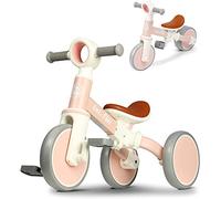 LOL-FUN Kids Tricycle Age 1-3, 4 in 1 Balance Bike with Removable Pedal