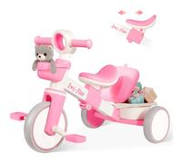 LOL-FUN Kids Tricycle for 1-3 Year Olds with Storage Baskets, Pink