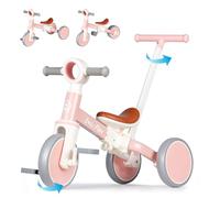 LOL-FUN Kids Tricycle with Removable Pedals, 5-in-1 Toddler Balance Bike with Parent Steering Push Handle, Baby Trike for Boys Girls Present Age 10 Month+