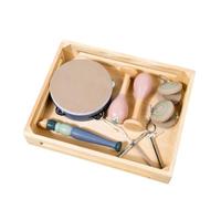 LOL-FUN Orf Instrument Set Educational Musical Instrument with Tambourine Set Natural Wood | Wooden Storage Box for Early Music Learning Home