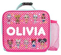 LOL - Kids Lunch Bag - Personalised LOL Design Insulated Lunch Box - Large Container + Bottle Holder - Carry Handle - Thermal Lunch Box Kids Pink
