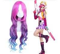 LOL Miss Fortune for Women Long Curly Wavy Cosplay Wigs 80cm Synthetic Hair Wig Red Purple Blue Gradient Multicolor Game PL-351
