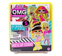 LOL OMG Dress Up Studio by Horizon Group USA, Decorate 4 Dolls with Over 100 Accessories, DIY Fashion Craft Kit, Mix & Match Fabrics & Patterns, Use Gemstones, Stickers & More