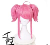 LOL Star Guardian Lux Cosplay Wig Pink Double Ponytails Cosplay Wigs Short Hair Wig Heat Resistant Synthetic Wig + Wig Cap