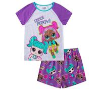 LOL Surprise 2 Pack Short Sleeves Tee and Shorts Set for Girls, Kid’s Outfit Bundle, Purple, Size 12