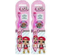 LOL Surprise Dolls Little Teeth Toothbrush for Kids with Soft Rounded Bristles, Comfortable Handle Grip and Protection Cap for Children Ages 3+ (Pack of 2)