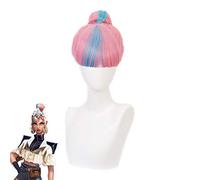 Lol True Damage Qiyana Cosplay Wigs Prestige Pink Mix Blue Wigs with Bangs Heat Resistant Synthetic Hair Anime Costume Wig KUQX3658