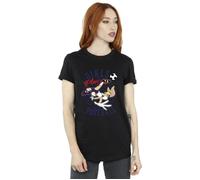 Lola Bunny Play Football Cotton Boyfriend T-Shirt Looney Tunes Black XXL