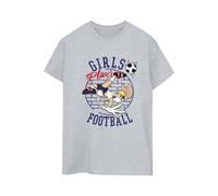 Lola Bunny Play Football Cotton Boyfriend T-Shirt Looney Tunes Grey XL