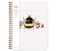 Lola Design - B5 Spiral Notebook Organiser, Botanical Bee Design - Planners & Journals - Wiro Bound Notebook with To-Do Lists & Priorities Section - 176x250mm, 250 Lined Pages