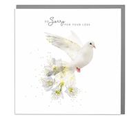 Lola Design - So Sorry for Your Loss, Dove Design - Sympathy Card to Show How Much You Care - Blank inside with Grey Envelope - Designed and Made in the UK - 150mm x 150mm