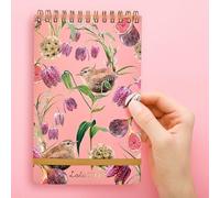 Lola Design - Top Spiral Notepad with Elastic Closure, Wren Bird Pattern - Perfect for Jotting Down Notes, Shopping Lists, Reminders - 185x120x10mm, 150 Tear-off Pages