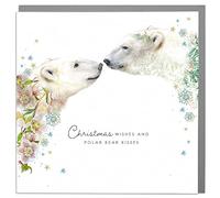 Lola Design - Warm Wishes & Polar Bear Kisses - Wildlife Christmas Card - Blank Card and Envelope