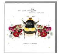 Lola Design - Warm Wishes - Wildlife Christmas Card - Blank Card and Envelope - Bee