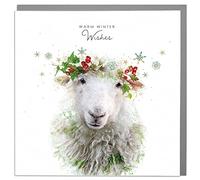 Lola Design - Warm Wishes - Wildlife Christmas Card - Blank Card and Envelope - Sheep