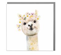 Lola Design - Wildlife Botanical Greeting Cards, Alpaca Design - Suitable for Birthdays, Congratulations or Any Special Occasions - Blank Inside with Grey Envelope - 150mm x 150mm