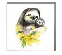 Lola Design - Wildlife Botanical Greeting Cards - Blank Cards and Envelopes - Sloth Card