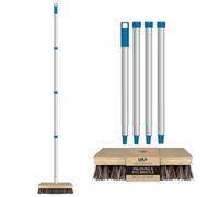 LOLA Heavy-Duty Deck Scrub Brush, 9" x 3.5" Head w/Palmyra & PVC Bristles for Outdoor Cleaning, Removes Dirt & Grime from Patios, Decks, Grout, 1 CT