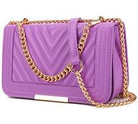 lola mae Crossbody Bags for Women Fashion Quilted Shoulder purse with Convertible Chain Strap Classic Satchel Handbag, Purple-lm715, S