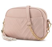 lola mae Quilted Crossbody Bag, Trendy Design Shoulder Purse, Blush Light, S