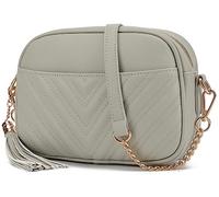 lola mae Quilted Crossbody Bag, Trendy Design Shoulder Purse, L-grey, S