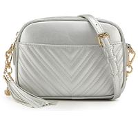 lola mae Quilted Crossbody Bag, Trendy Design Shoulder Purse, Silver, S