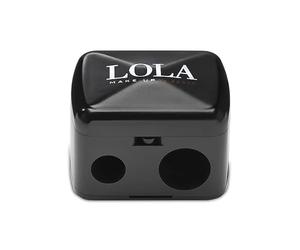 Lola Make Up by Perse Pencil Sharpener with Lid Dual 2 Holes Sharpener Eyeliner and Eyebrow Pencil Sharper Suitable for All Types of Makeup Pencils Cosmetics, Black