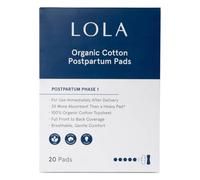 LOLA Organic Cotton Postpartum Pads - 20 Count, Ultra Absorbent and Extra Long Pads, Overnight and Full Coverage, Adult Incontinence Pad for Women, Postpartum Essentials