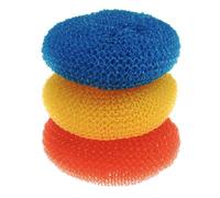 Lola Products Heavy Duty Plastic Mesh Scourers | 3.75" x 1.25" - 25% Bigger Than Standard scourers | Knitted Mesh | Non-Scratch Scourers | All-Purpose Cleaner | Odor and Rust Proof - 3 Pack