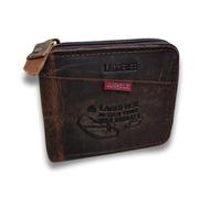 Lola Sale Men's Brown Leather Wallet with RFID Protection, 9 Card Slots, Coin Pocket, Zipper Closure, Casual Style for Young Men