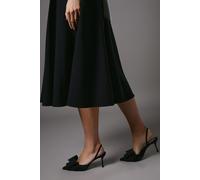 Lola Satin Bow Detail Medium Stiletto Heel Sling Back Court Shoes Coast Black 5