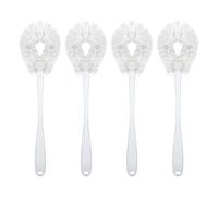 LOLA Toilet Bowl Brush w/Curved Head, 4 Pack, Coated Wire, Durable Poly Bristles, Reaches Under Toilet Bowl Rim