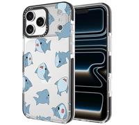 LOLAGIGI Case for iPhone 17 Pro Max, Cute Blue Sharks Kawaii Funny Design Girly Aesthetic Cartoon Pattern for Women Girls Teens Transparent Soft TPU Case,6.9"