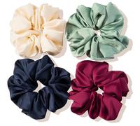 Lolalet Big Scrunchies for Women, 5.9 Inch Large Satin Scrunchies, Jumbo Oversized Elastic Hair Ties, Extra Large Scrunchy Giant Bands for Thick Curly Hair - 4 Pack, Style C