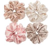Lolalet Big Scrunchies for Women, 5.9 Inch Large Satin Scrunchies Jumbo Oversized Elastic Hair Ties Extra Large Giant Hair Bands -4 Pack, Style D