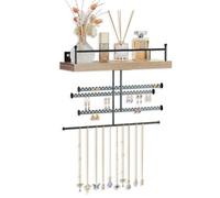 Lolalet Hanging Earring Holder, Earring Wall Mount Wall Holder Jewelry Hanger Display Rack for Earrings Necklaces Bracelets with Rustic Wood Stand Easy to Install -Nature