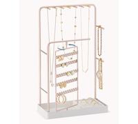 Lolalet Jewelry Organizer Stand, No Assembly Needed Display Storage with Rotating Earring Holder for Necklace Bracelet Rings, Galentines Valentines Gifts Room Dorm Decor for Women Girls -Champagne