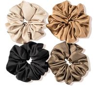 Lolalet Large Hair Bobbles Silk Scrunchies Satin for Women Hair Scrunchies Soft Elastic Silk Skrunschis Large for Women Girls 4 Colours - B
