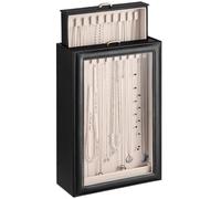 Lolalet Necklace Organizer Box, Jewellery Storage Boxes with Clear Lid for Necklaces, Tangle-Free Necklace Display Case for Women Girls -Black, 2-Layer