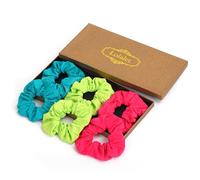 Lolalet Scrunchies for Hair, Soft Cotton Elastic Hair Bands Hair Scrunchy for Women Girls, Ponytail Holder Hair Accessories Teens for Thin Fine Curly Hair -6 Pack, Style B