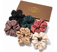 Lolalet Scrunchies for Women Girls, Satin Hair Scrunchies Softer Than Silk Hair Ties, Big Scrunchy Ponytail Holder with Elastic Hair Bands for Thick Thin Curly Hair -6 Pack, Style E