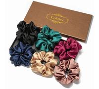 Lolalet Scrunchies for Women Girls, Satin Hair Scrunchies Softer Than Silk Hair Ties, Big Scrunchy Ponytail Holder with Elastic Hair Bands for Thick Thin Curly Hair -6 Pack, Style D
